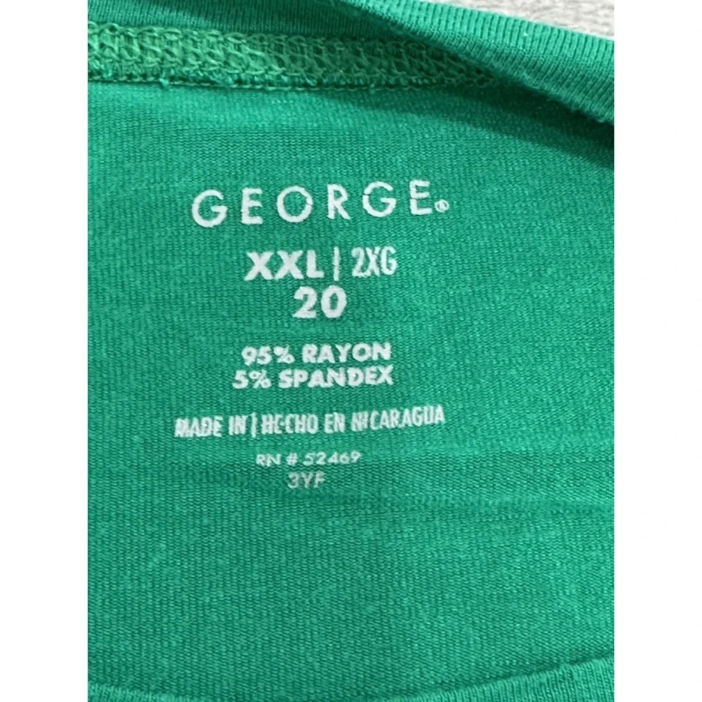 George Top Shirt Women's Size 2XL Green Short Sleeve Round‎ Neck Pullover Top